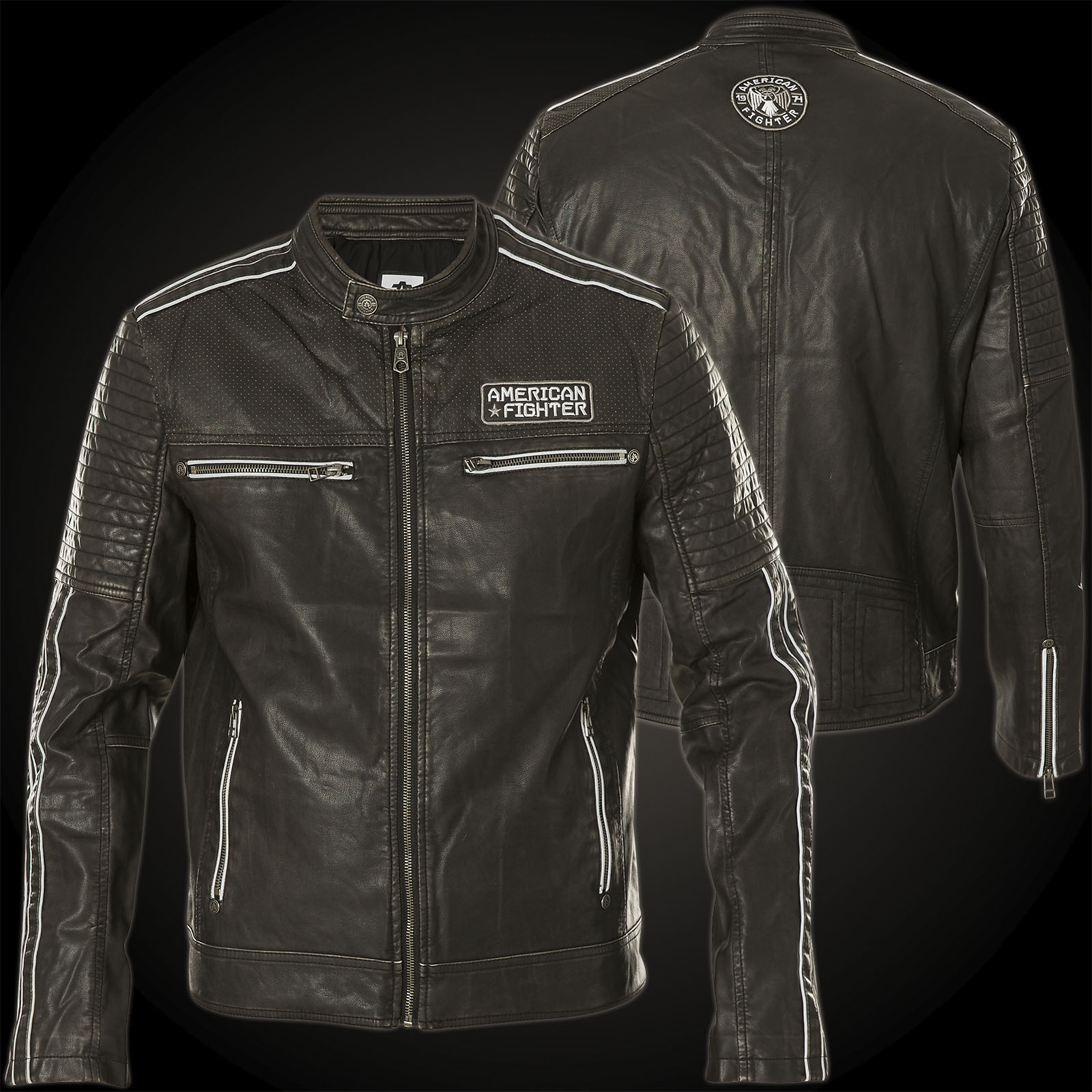 American Fighter by Affliction Biker style jacket made of faux leather