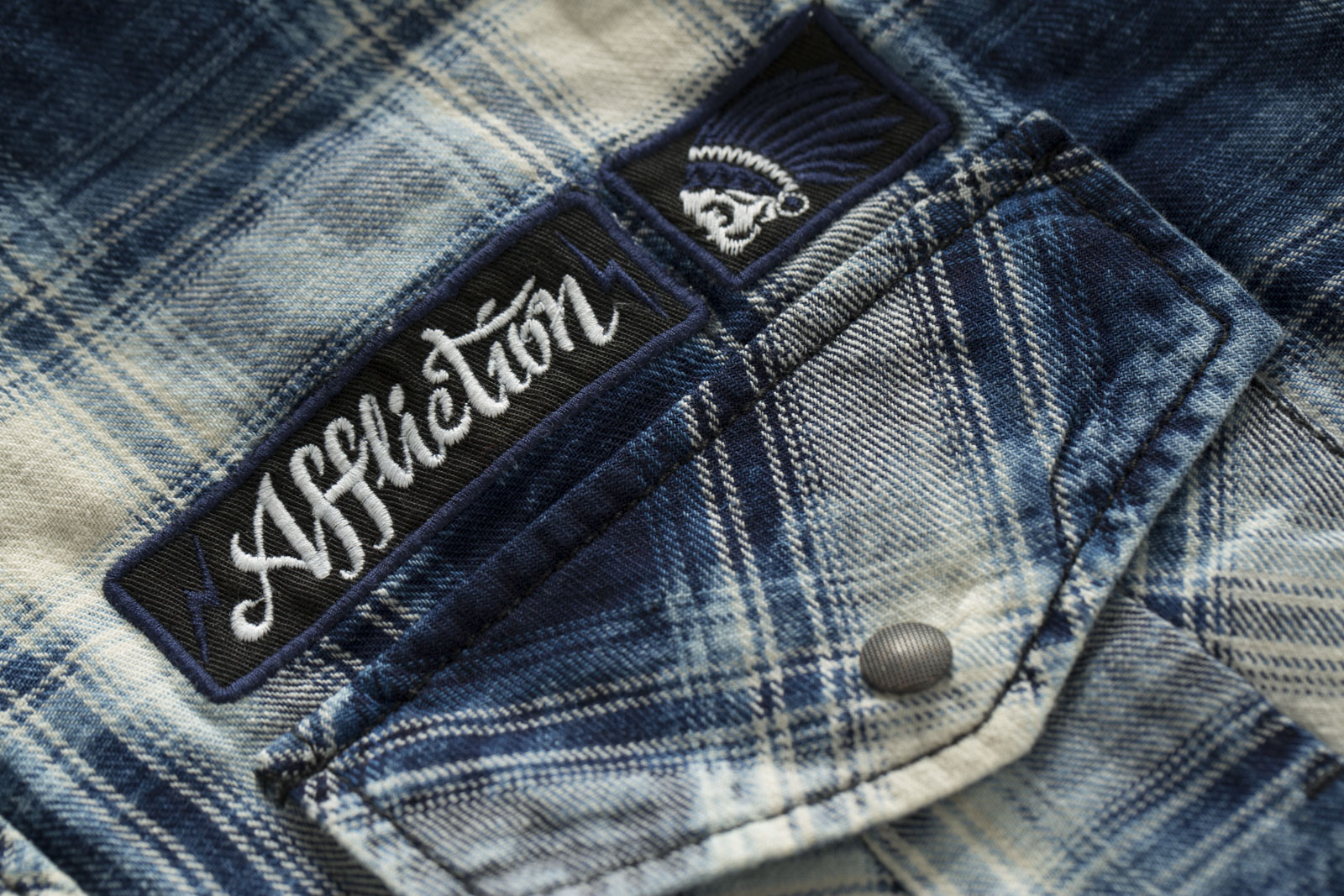 Affliction Shirt Pinnacle Peak Button-down with affliction logo patches