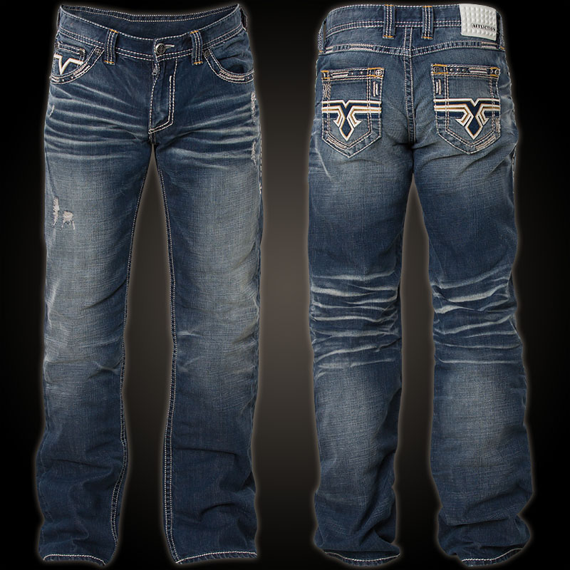 Affliction Jeans Cooper Gideon Calipo in Blue - Jeans with embroideries ...