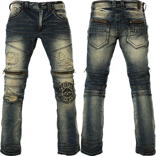 Affliction Jeans Ace Fallen Benji with decorative embroidering and deco ...