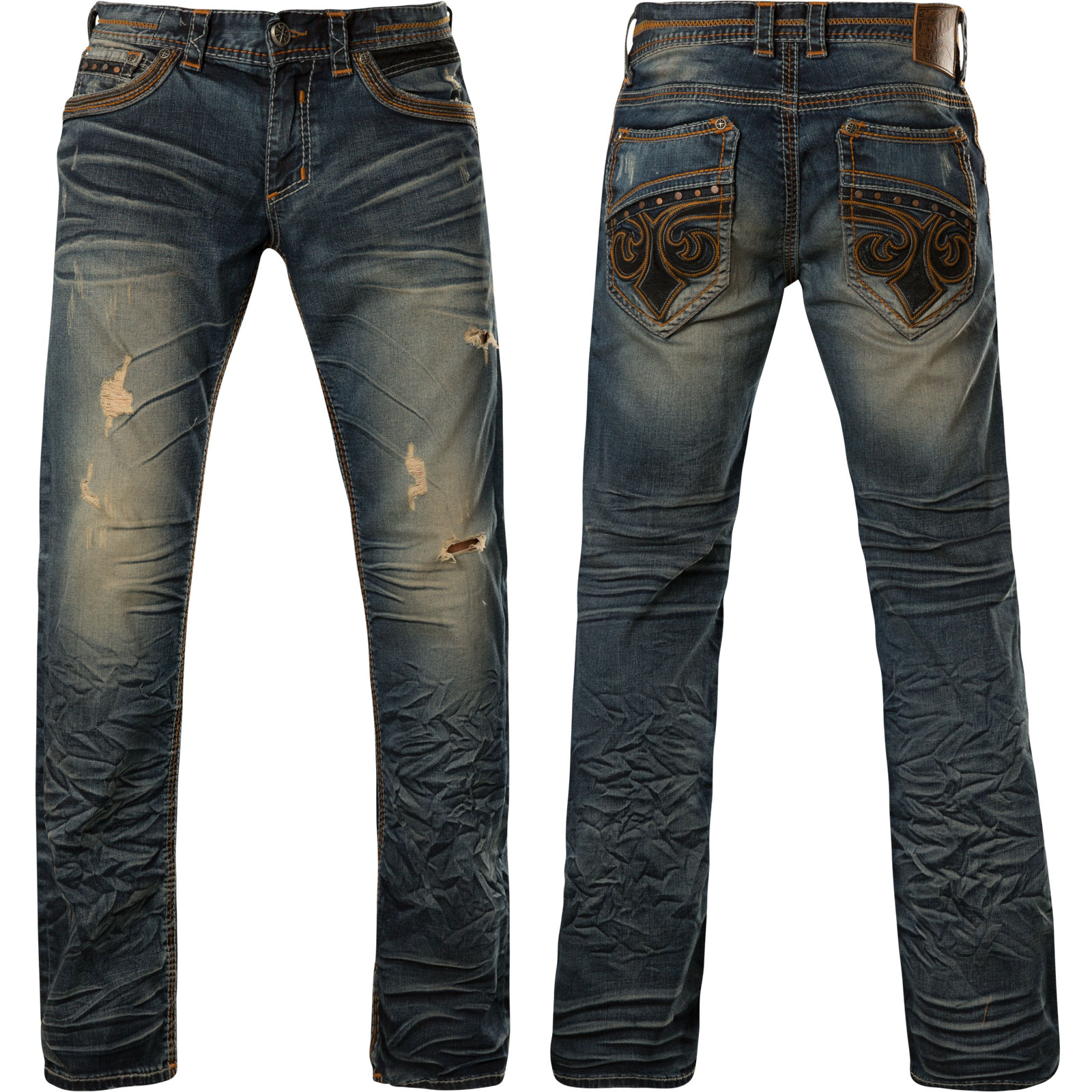 Affliction Jeans Blake Fleur Rogue with decorative faux leather details ...