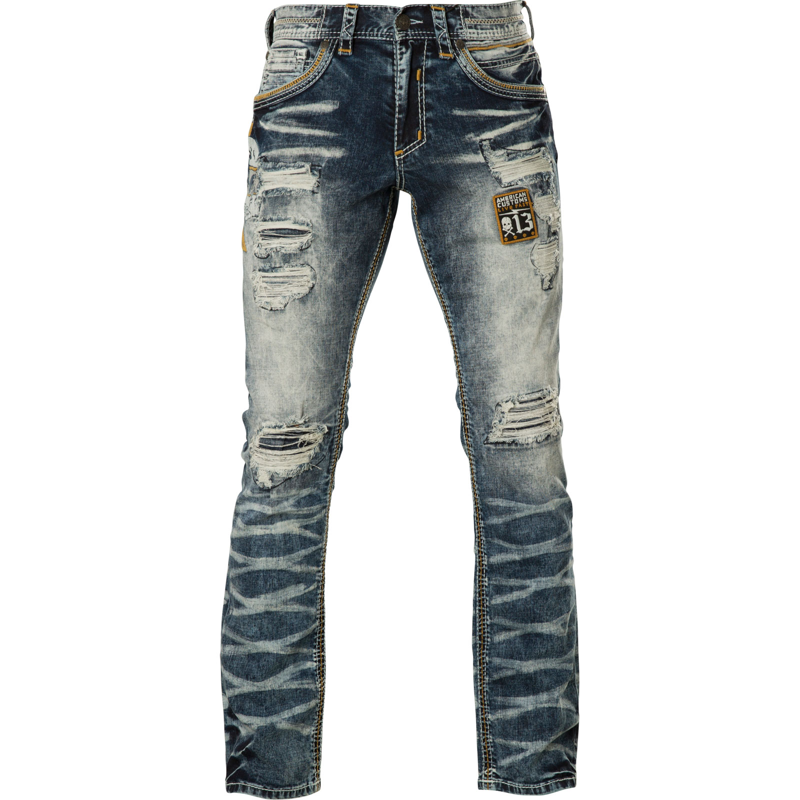 Affliction Jeans Gage Fallen Rage featuring decorative seams, holes and ...