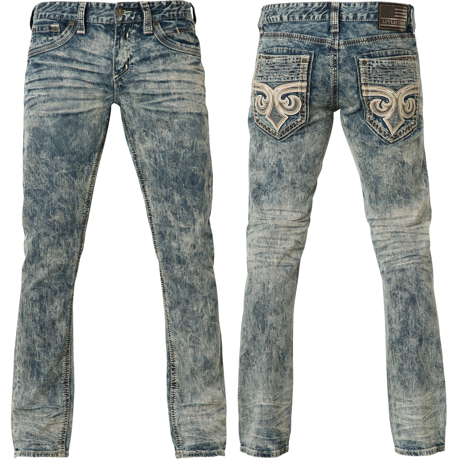 Affliction Jeans Gage Fleur Hazer with faux leather details and ...