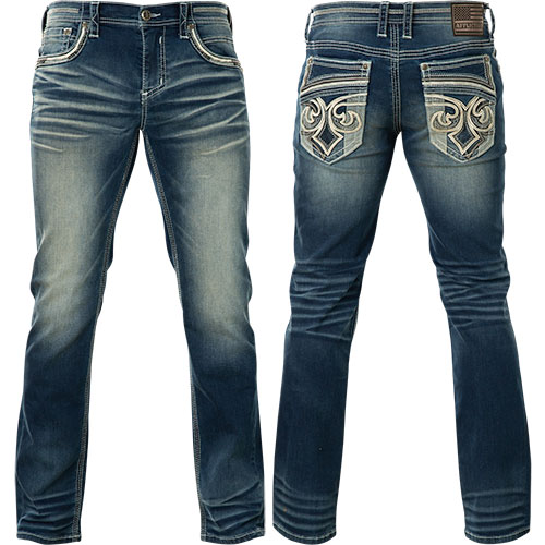 Affliction Jeans Gage Fleur Sander with faux leather details and ...