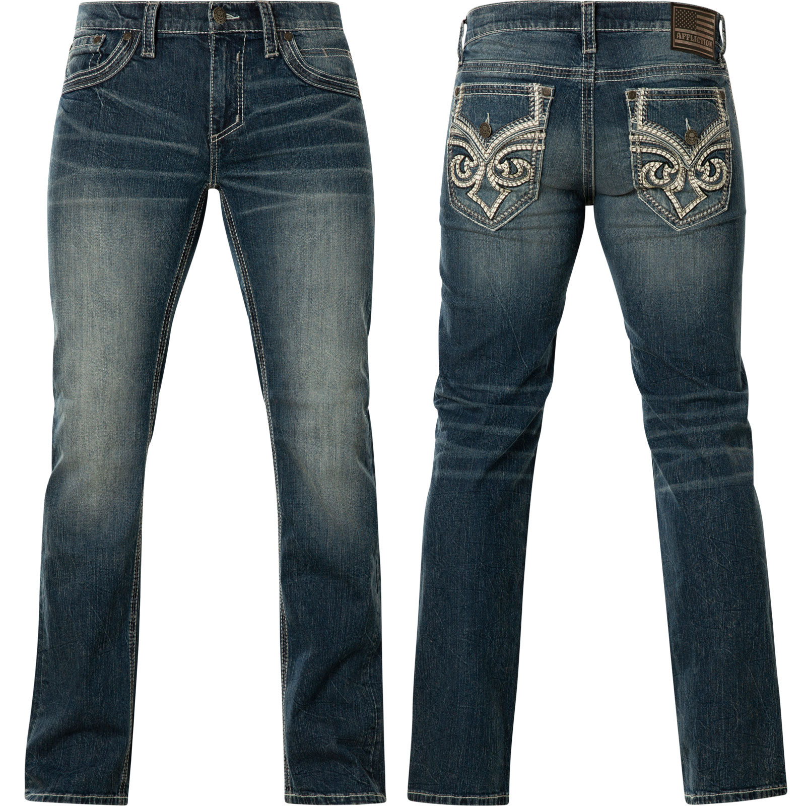 Affliction Jeans Blake Fleur Calvin with decorative faux leather details