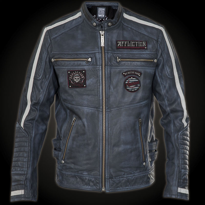 Affliction American Velocity Jacket in biker style made from genuine ...