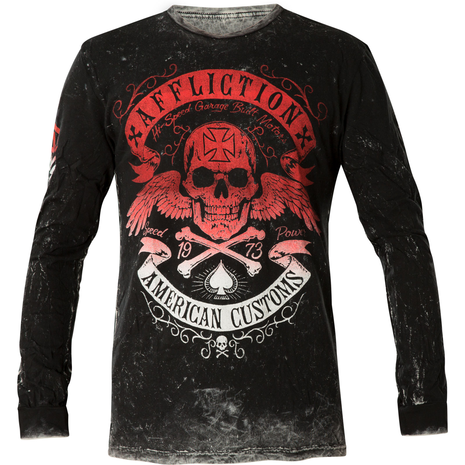 Affliction sweater Speed Run Rev. Print of a skull and wings