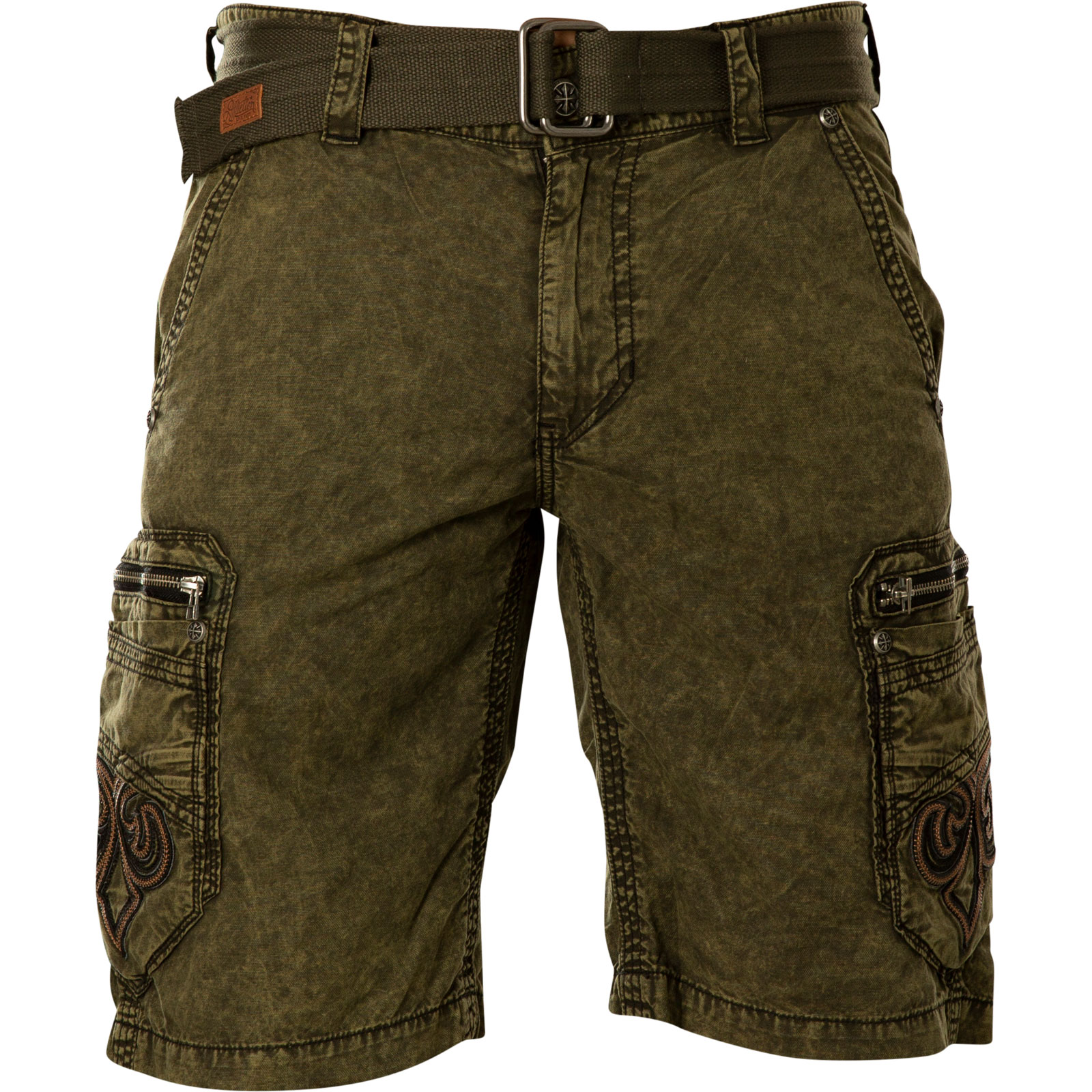 Affliction Range Cargo with flap pockets and fuax leather details