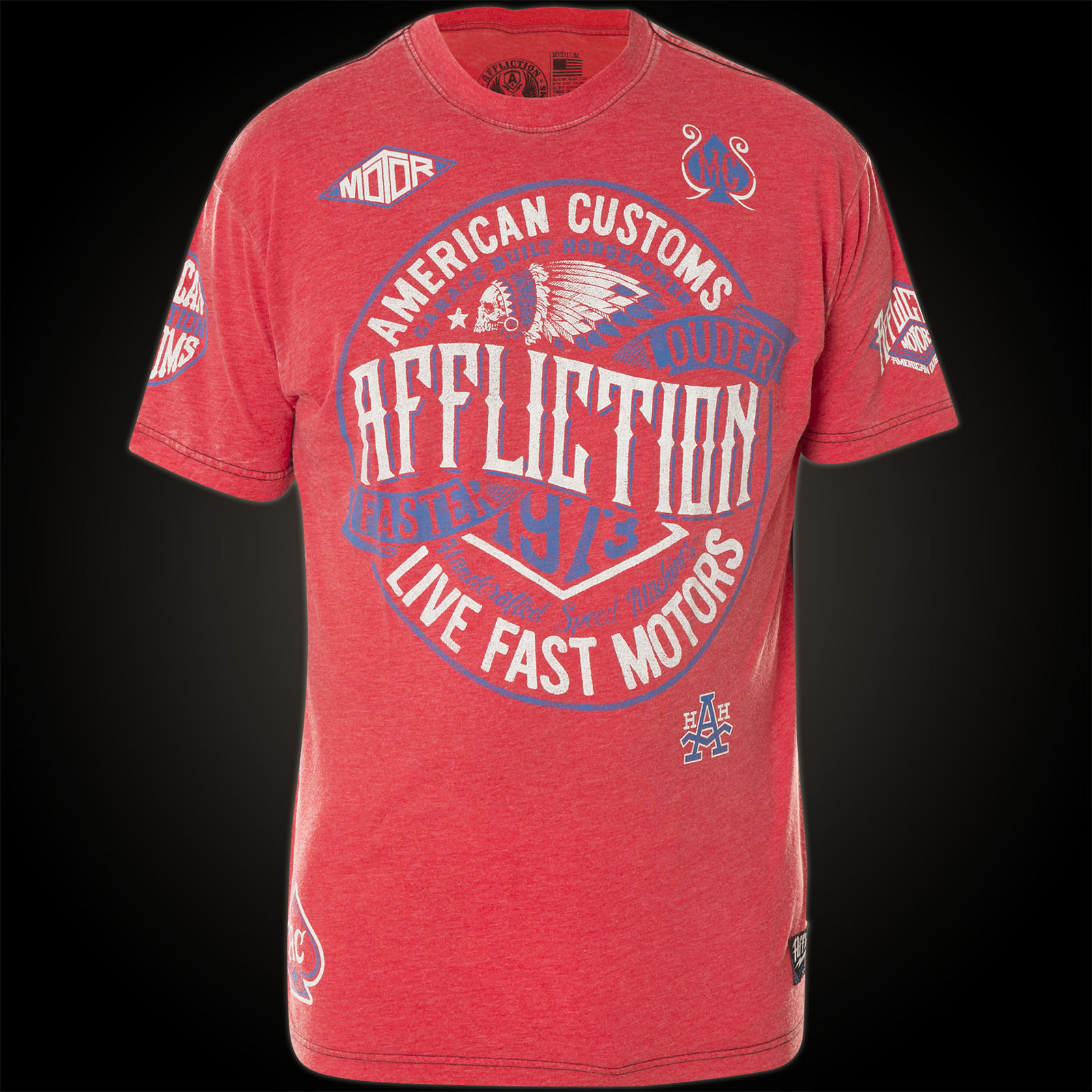 Affliction T-Shirt AC Crude Print with a decorated Native American head