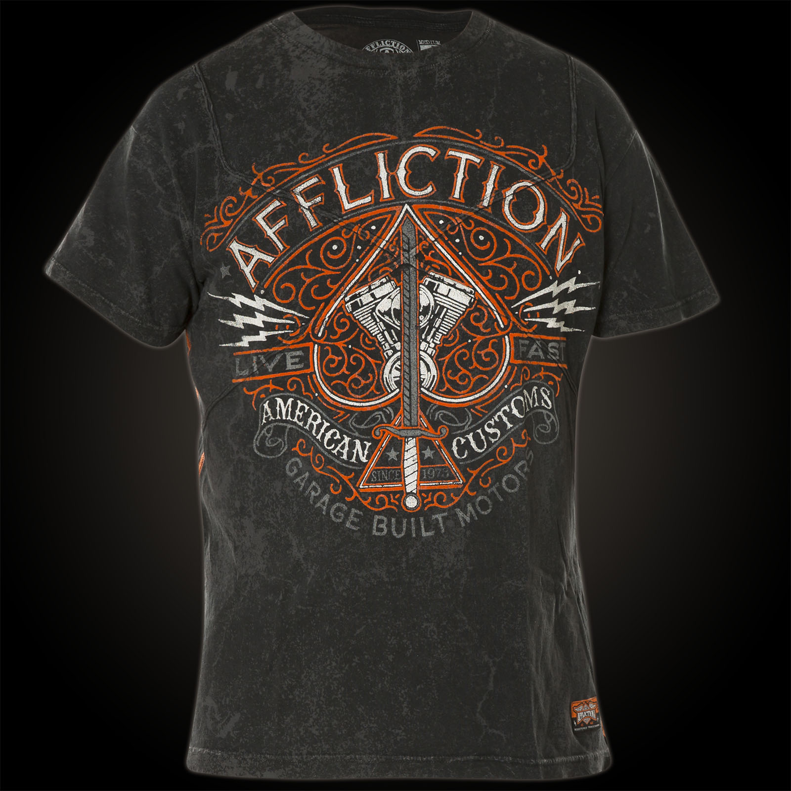 Affliction V Spade T-shirt with a decorated spade and sword