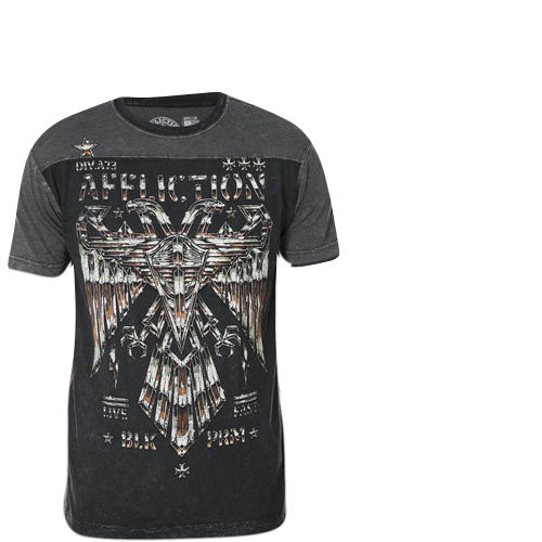 Affliction T-Shirt Silent Eagle Chrome with double-headed bird of prey