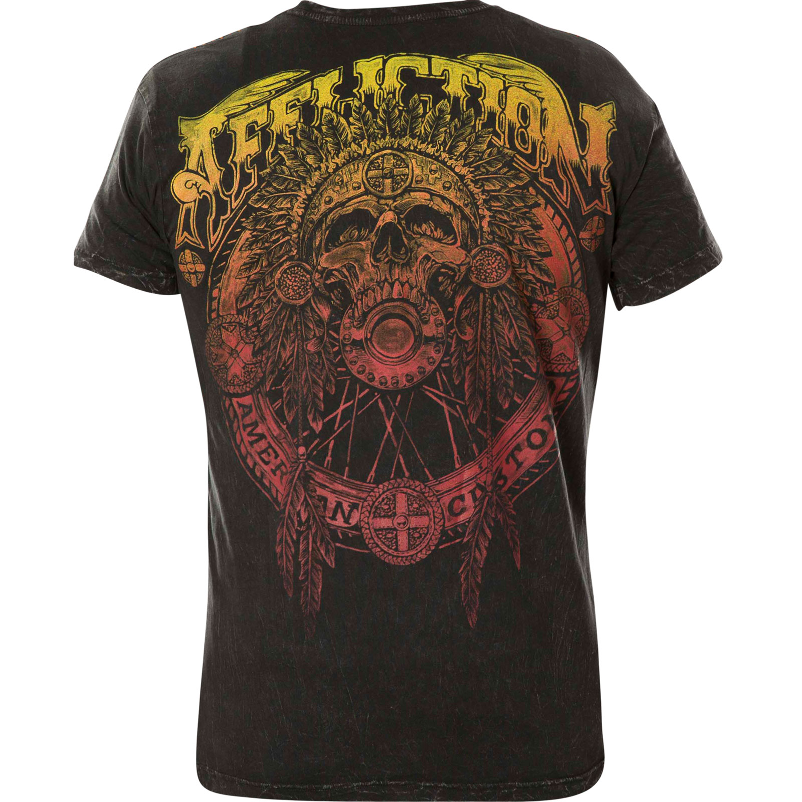 Affliction Bull Run Water T-Shirt Print with a headdress wearing skull