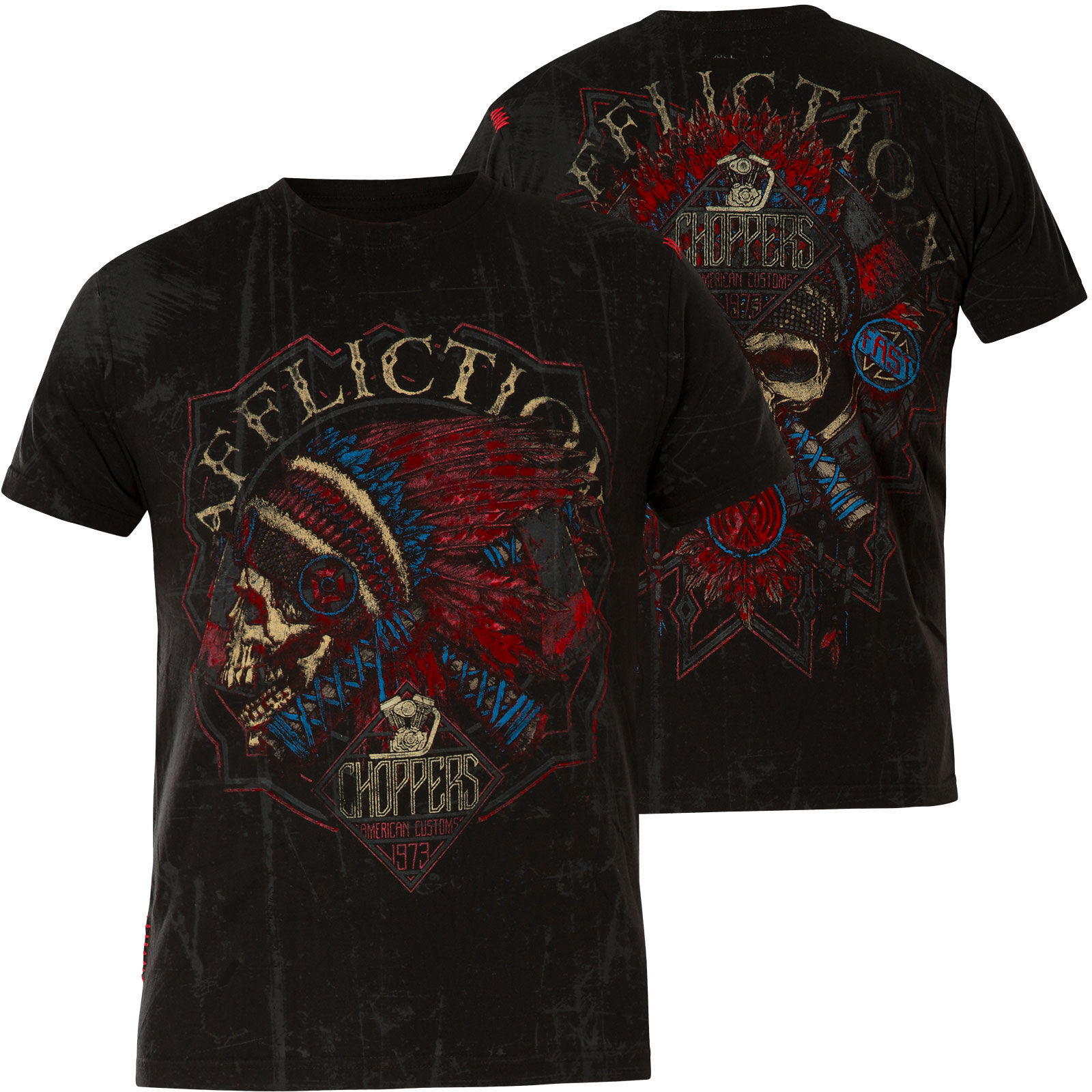 Affliction AC Hacked Print with decorated skulls