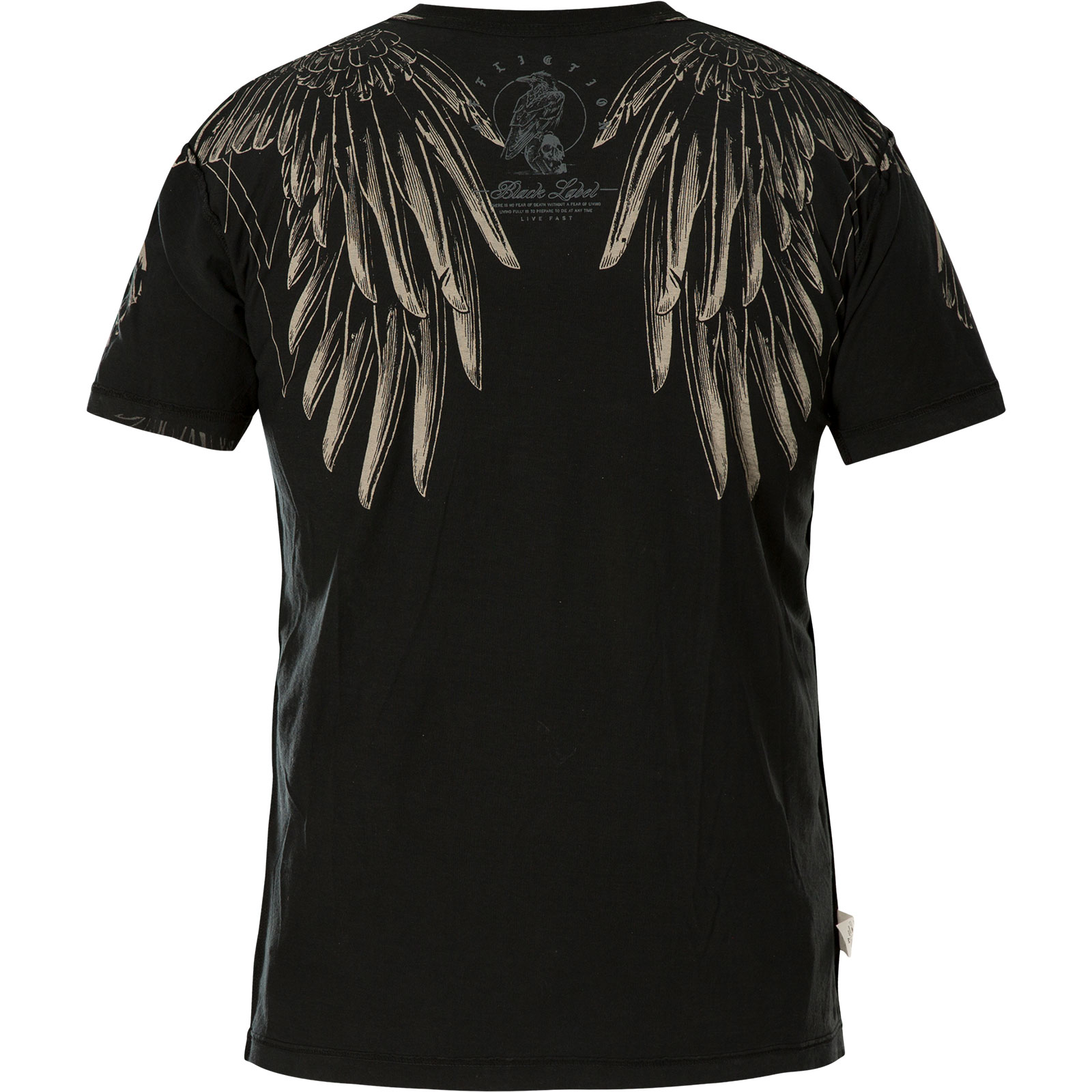 Affliction Upsurge Rev. T-Shirt Print with feathers and skeleton