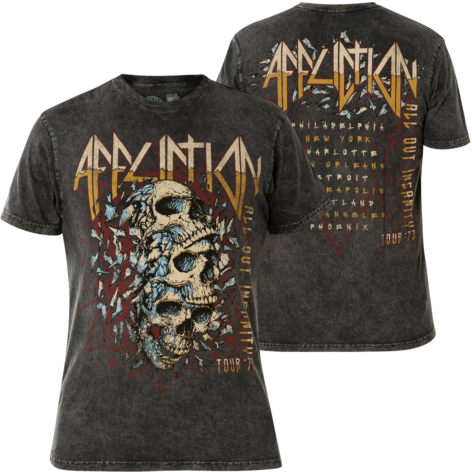 Affliction Insanity Tour T-Shirt print with skulls