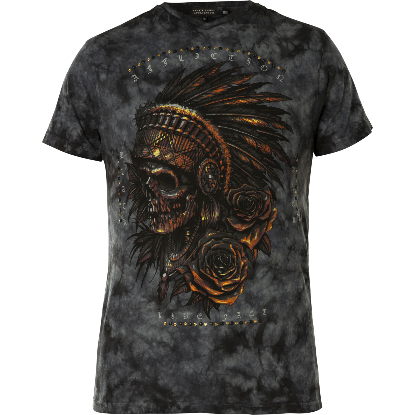 Affliction Forged In Obsidian T-Shirt featuring a indian head and cross