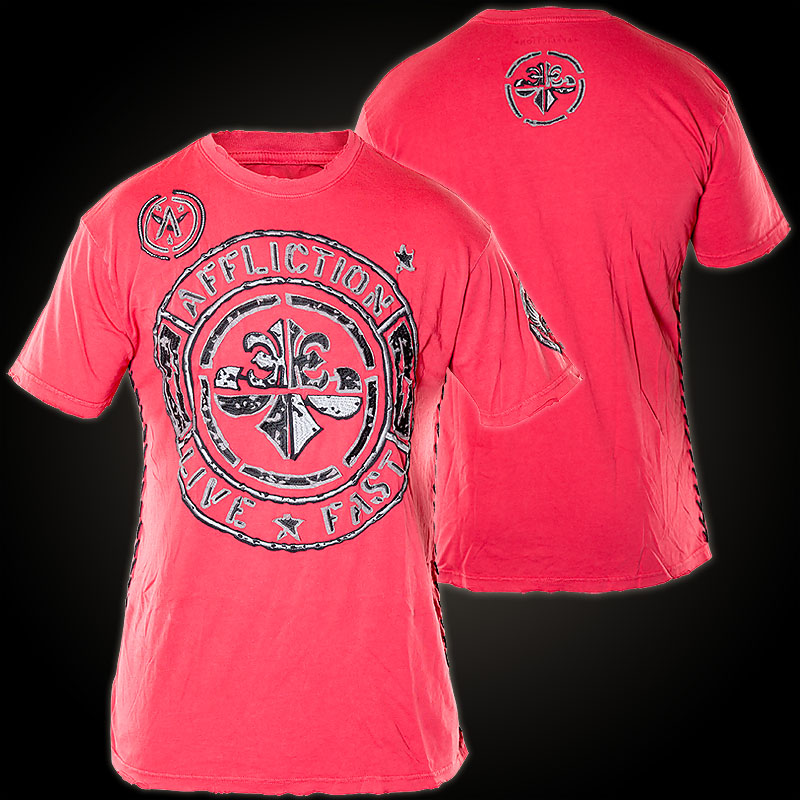 Affliction T-Shirt Stamp in Red features embroidered Appliques and ...