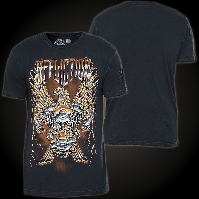 Affliction Iron Eagle II - T-Shirt with a bird of prey and an engine block
