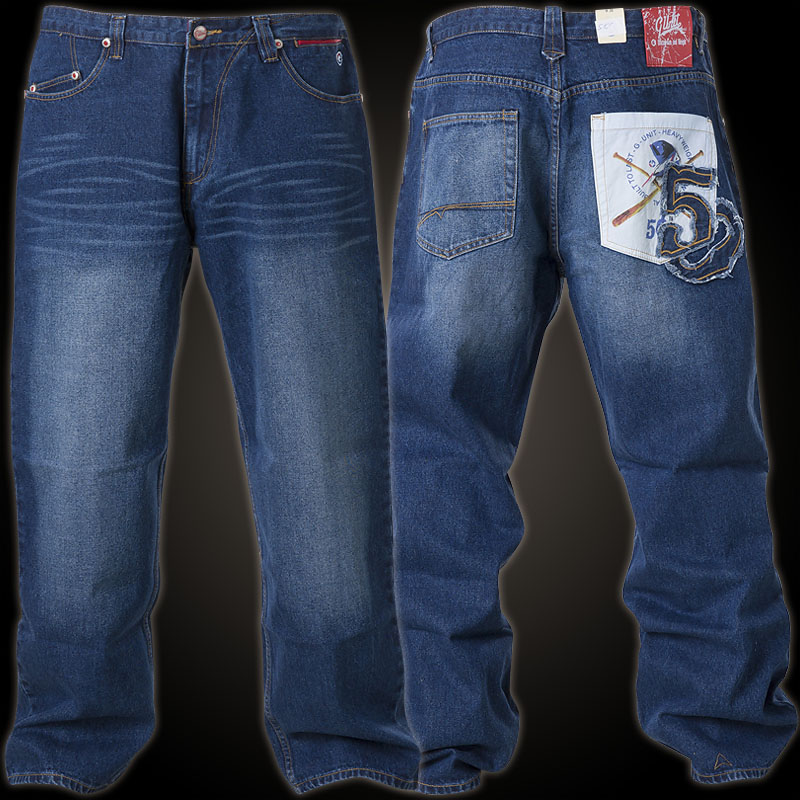 G-Unit jeans GUF04-35439 with white fabric insertion and patch