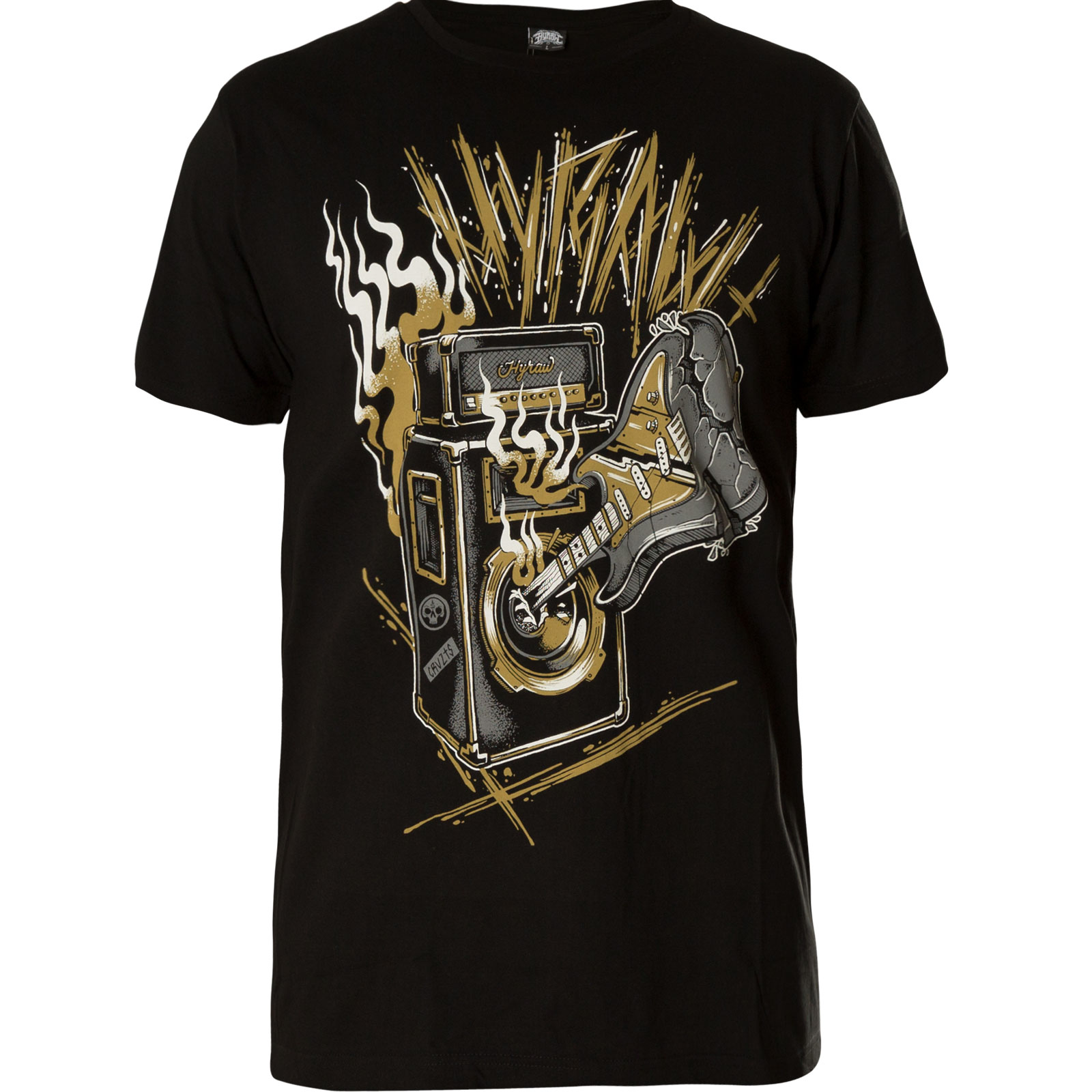 Hyraw T-Shirt Destroy in black Print of a guitar and a box