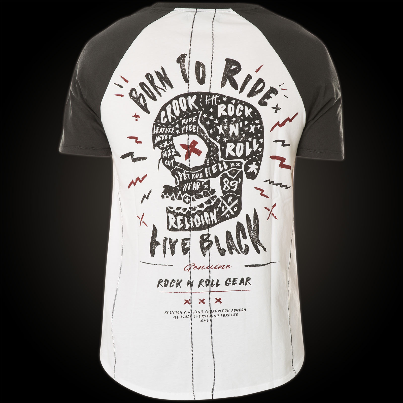  Religion  Born  To Ride Raglan MBBDF49 featuring skulls