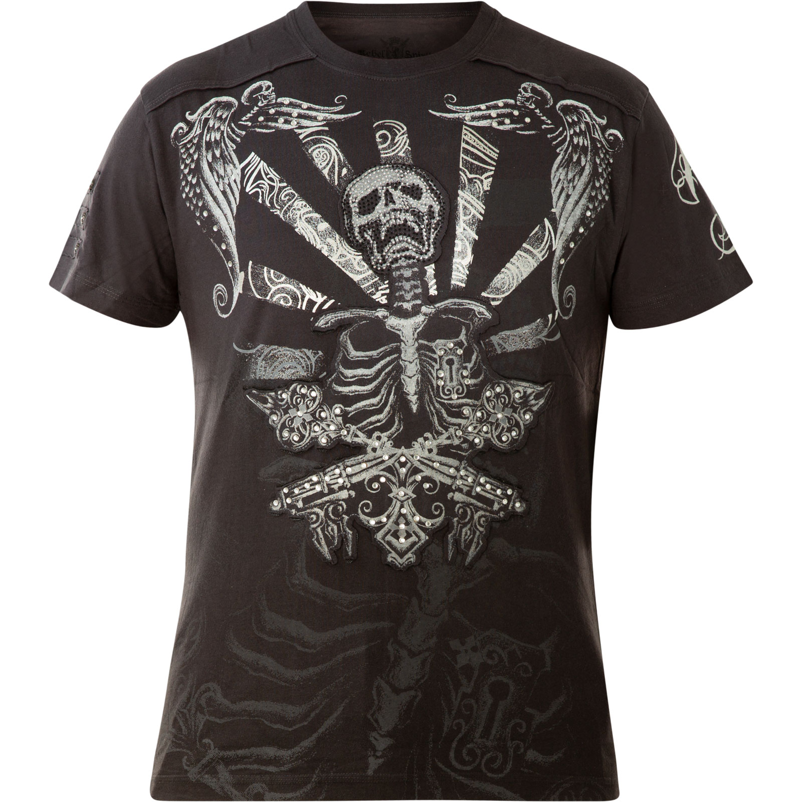 Rebel Spirit T-Shirt SSK111148 in dark grey with elaborate print ...