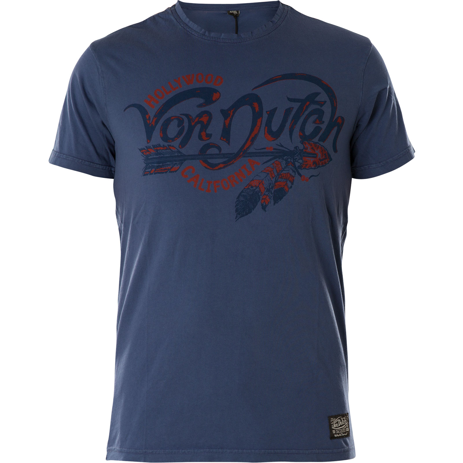 Von Dutch T-Shirt Arrow in blue Print with an arrow, feathers and lettering