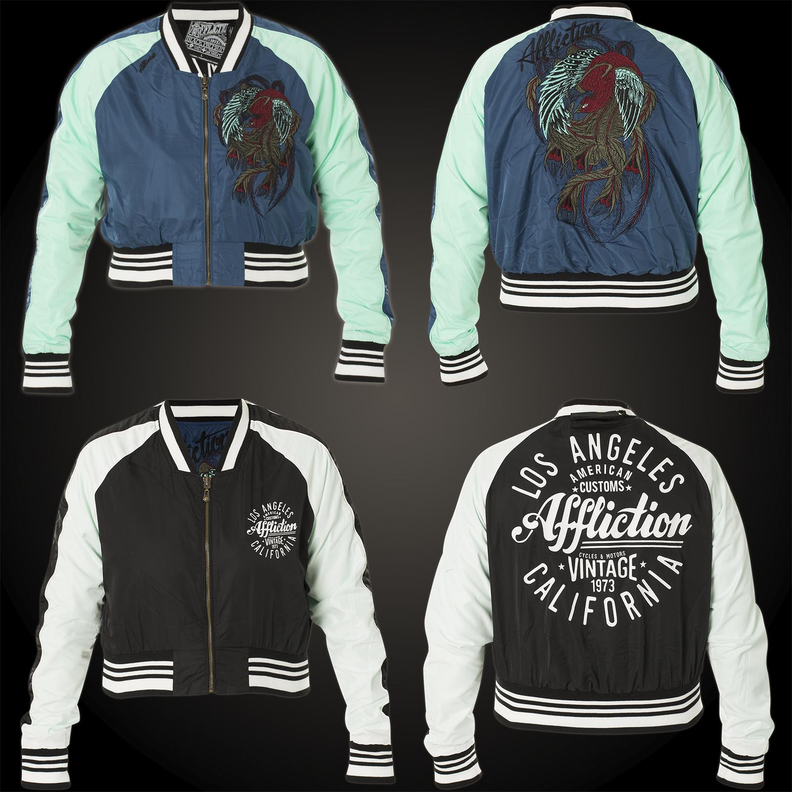 Affliction Bomberjacke Dark Twisted Rev With Unique Embroidering