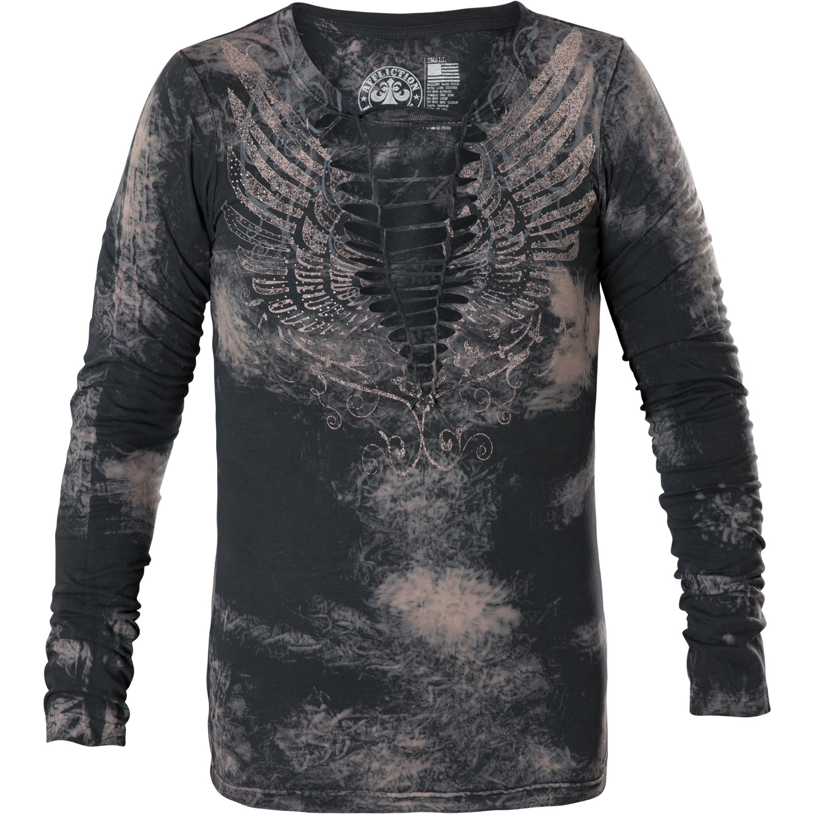 Affliction Stamped Wings Sweater with a rose print