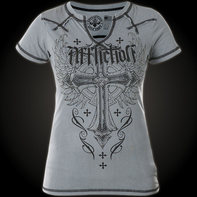 Affliction T-Shirt Cashmere with a large cross