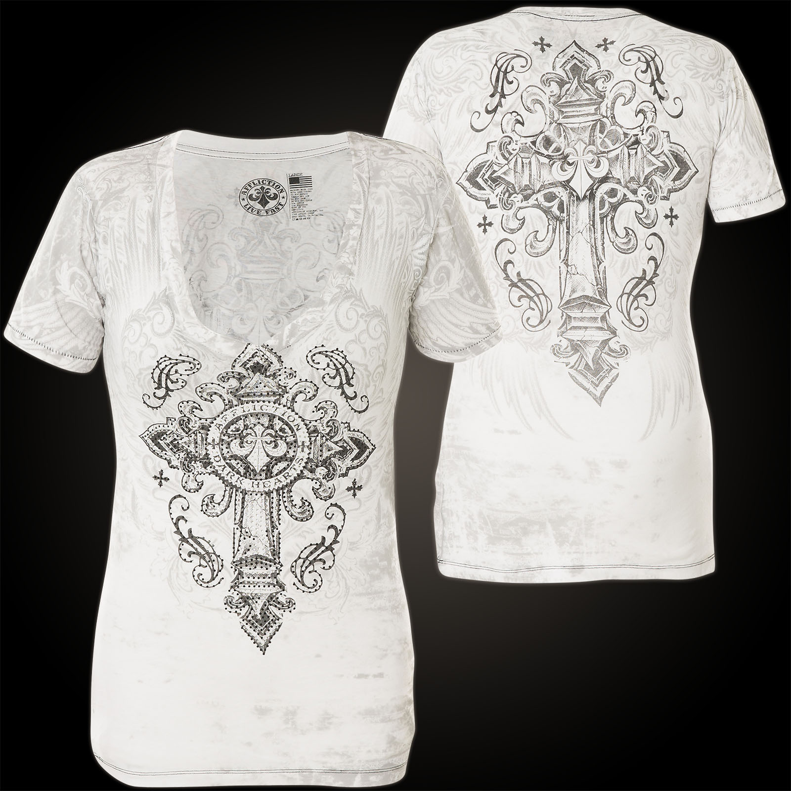 Affliction T-Shirt Seminary with a cross and vines