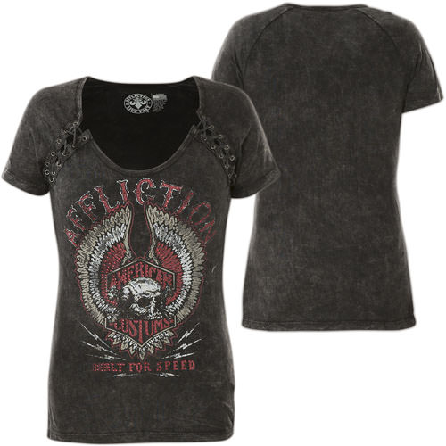 Affliction T-Shirt AC Raising Cane featuring a skull and wings