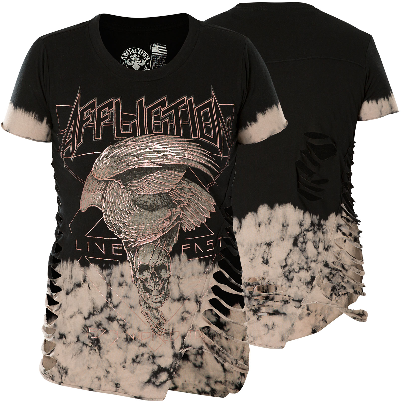 Affliction T-Shirt Eagle Rock print with bird and skull
