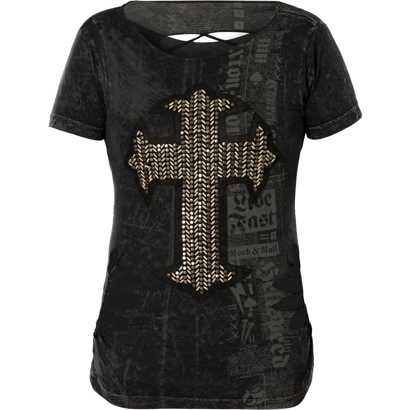 Affliction T-Shirt Upon print with cross