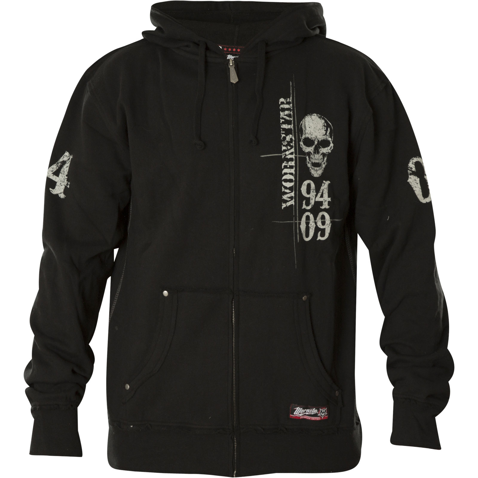 Wornstar Vengeance Premium Zip Hoody in black with large print designs