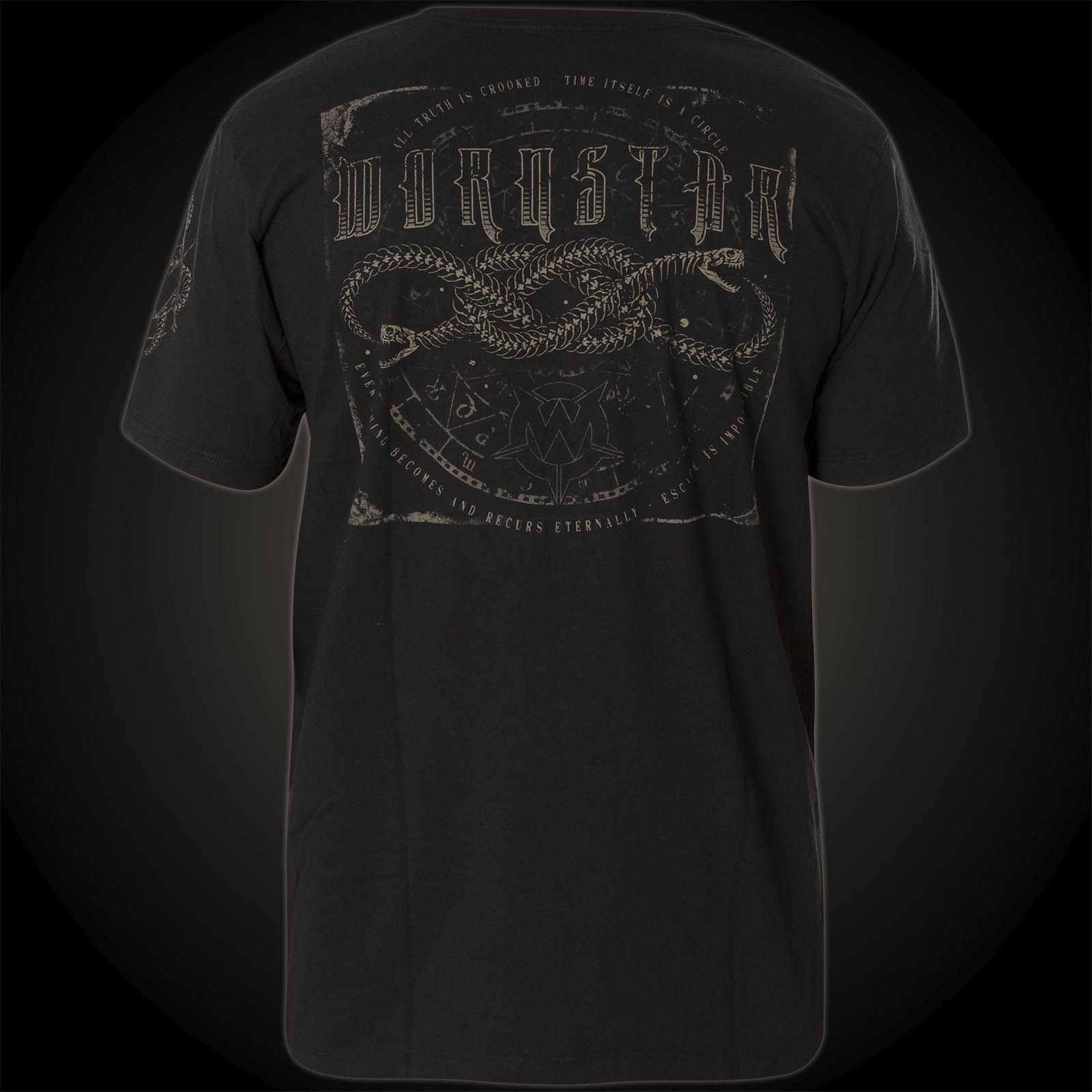 Wornstar T-Shirt Ouroboros in black with mineral wash.