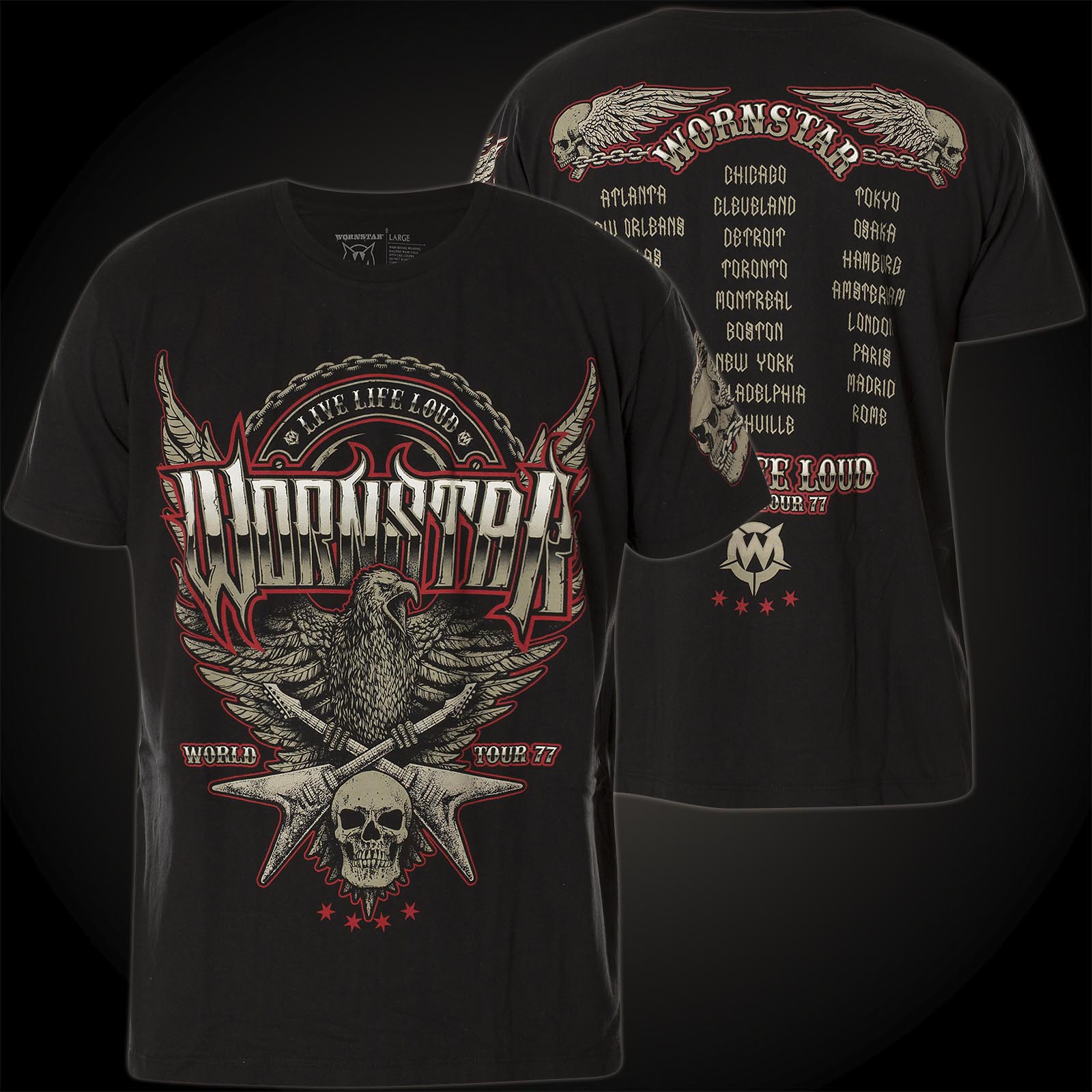 Wornstar T-Shirt Screaming Eagle in black.