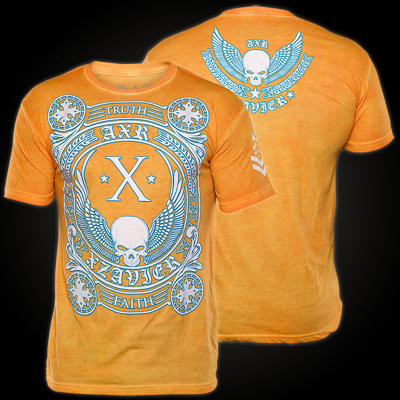Xzavier Truth & Faith T-Shirt - Orange T-shirt with white and blue ...