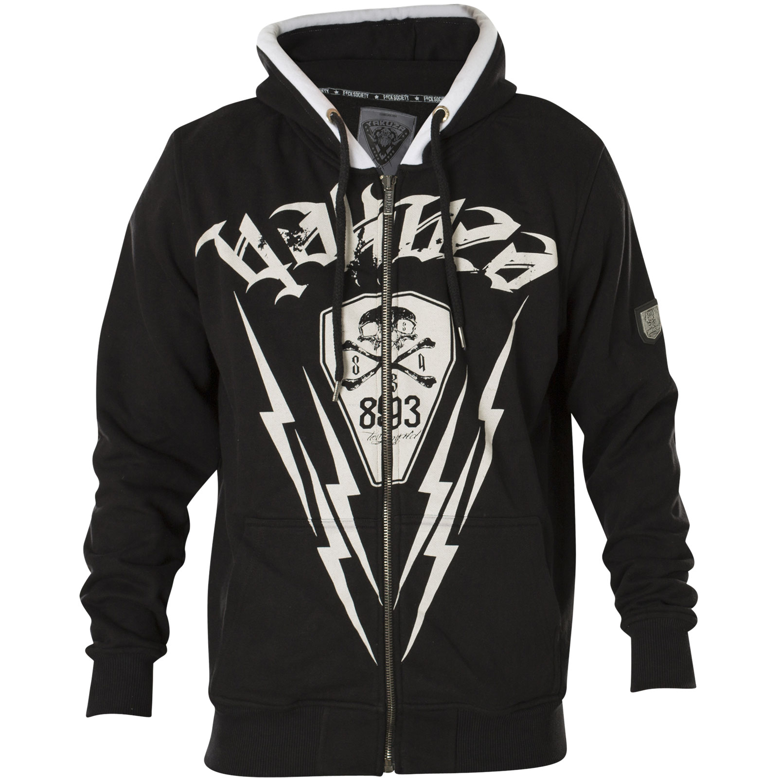 Yakuza Thunderstorm Zip Hoodie HZB-11013 featuring lightning bolts