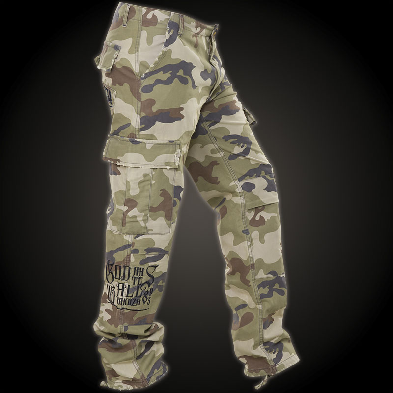 Yakuza Pant CPB-643 - Cargo jeans with embroidering and a patch