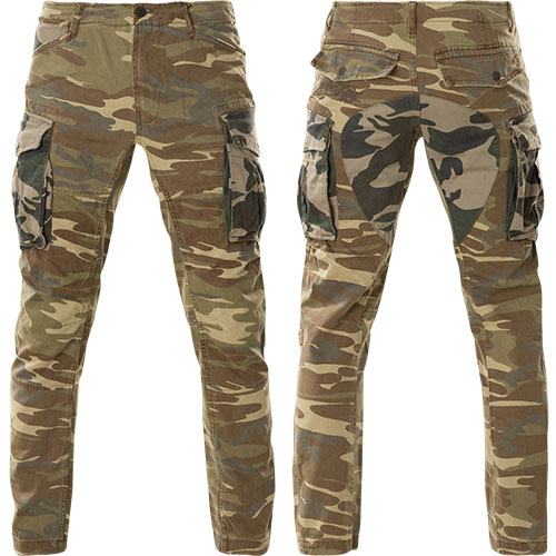 Yakuza Two Tone Cargo Pants CPB-12084 with a camo all over print