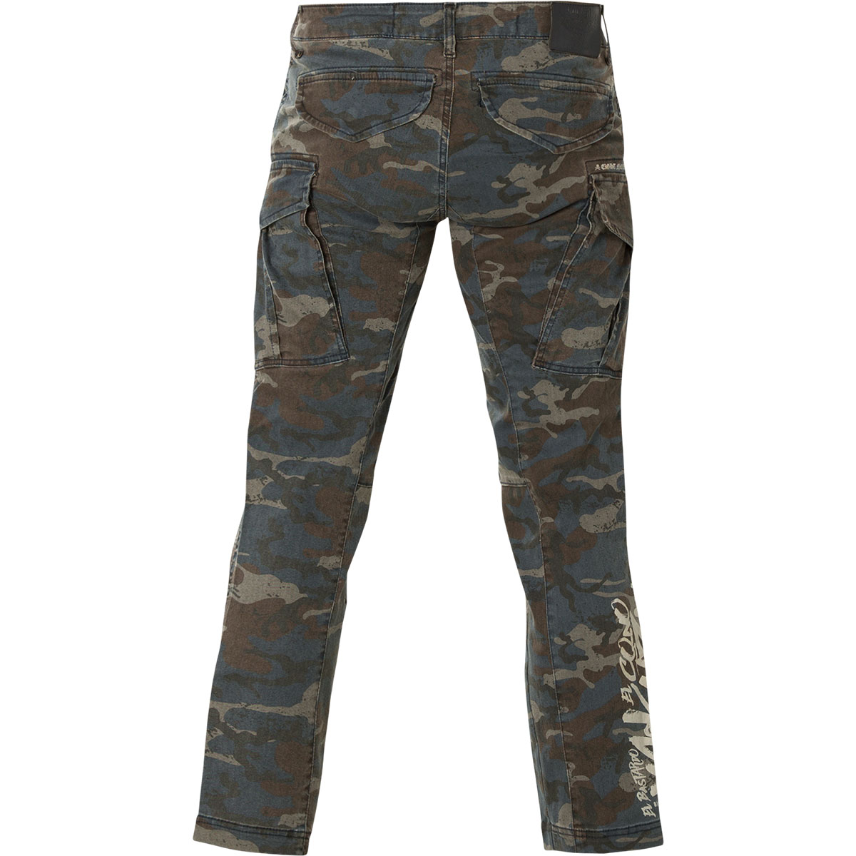 Yakuza El Bastardo Cargo Pants CPB-14036 in camo blue with a logo print ...