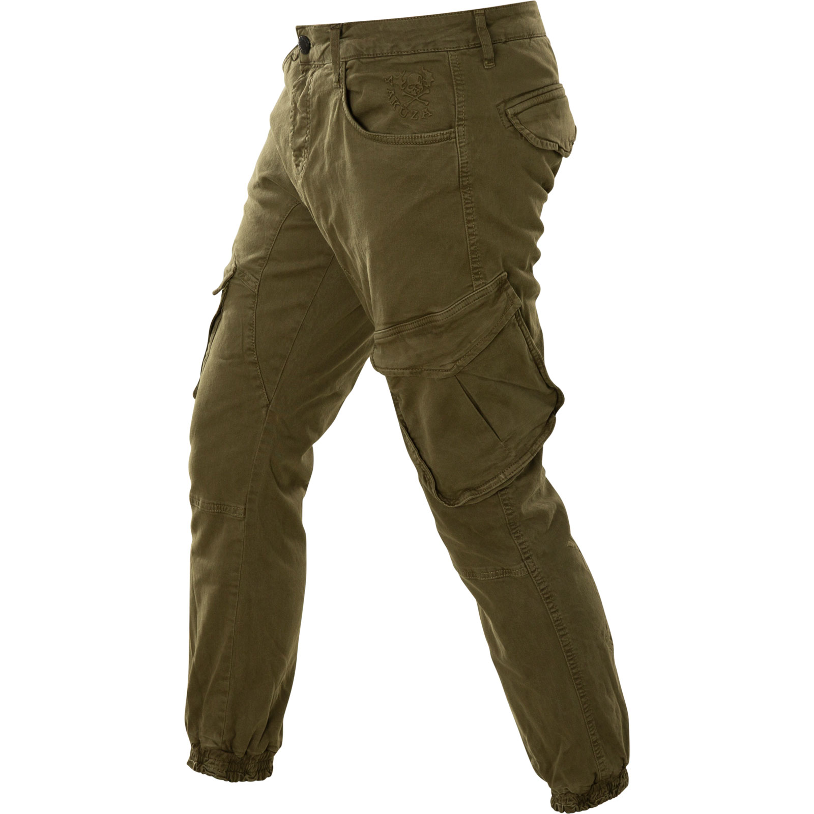 Yakuza Totem Grip Cargo Pants CPB-20078 in olive with embroidery