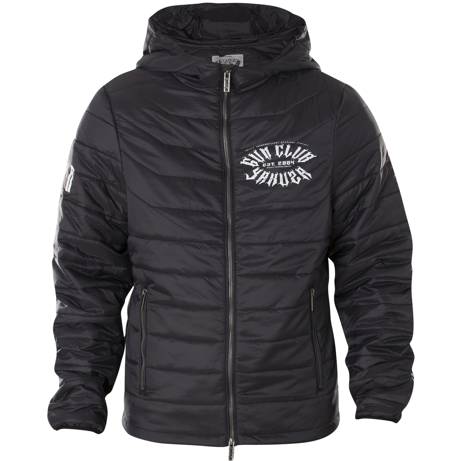 Yakuza Gun Club Quilted Hooded Jacket with lettering